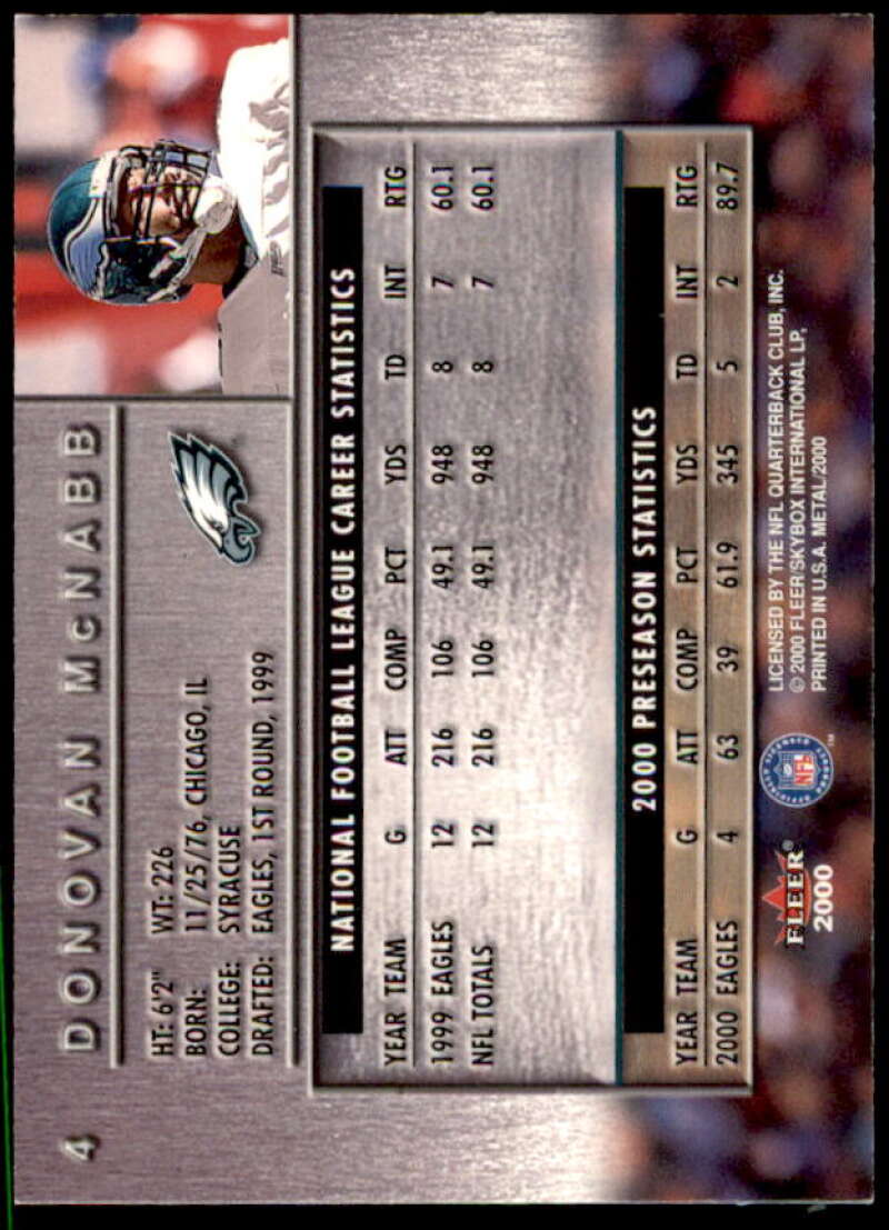 Donovan McNabb Card 2000 Metal #4  Image 2