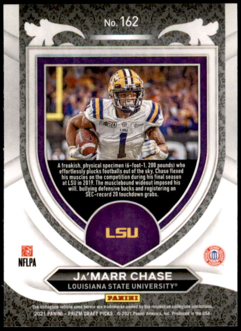 Ja'Marr Chase Rookie Card 2021 Panini Prizm Draft Picks #162  Image 2