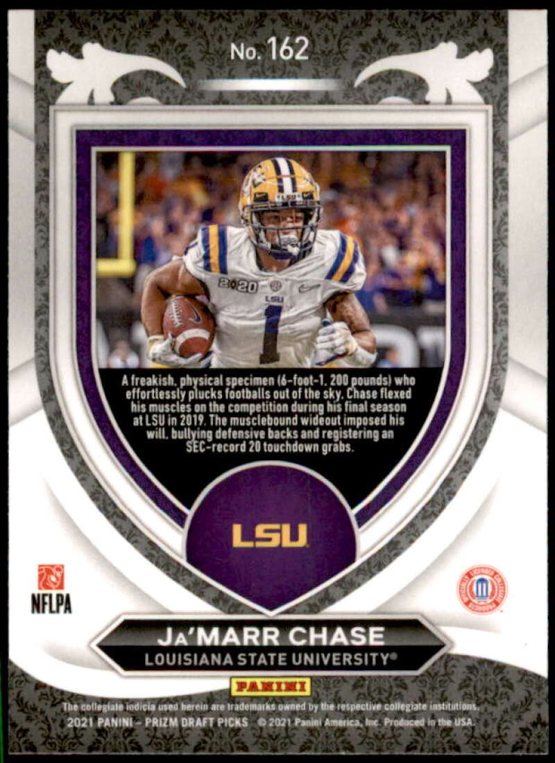 Ja'Marr Chase Rookie Card 2021 Panini Prizm Draft Picks #162  Image 2