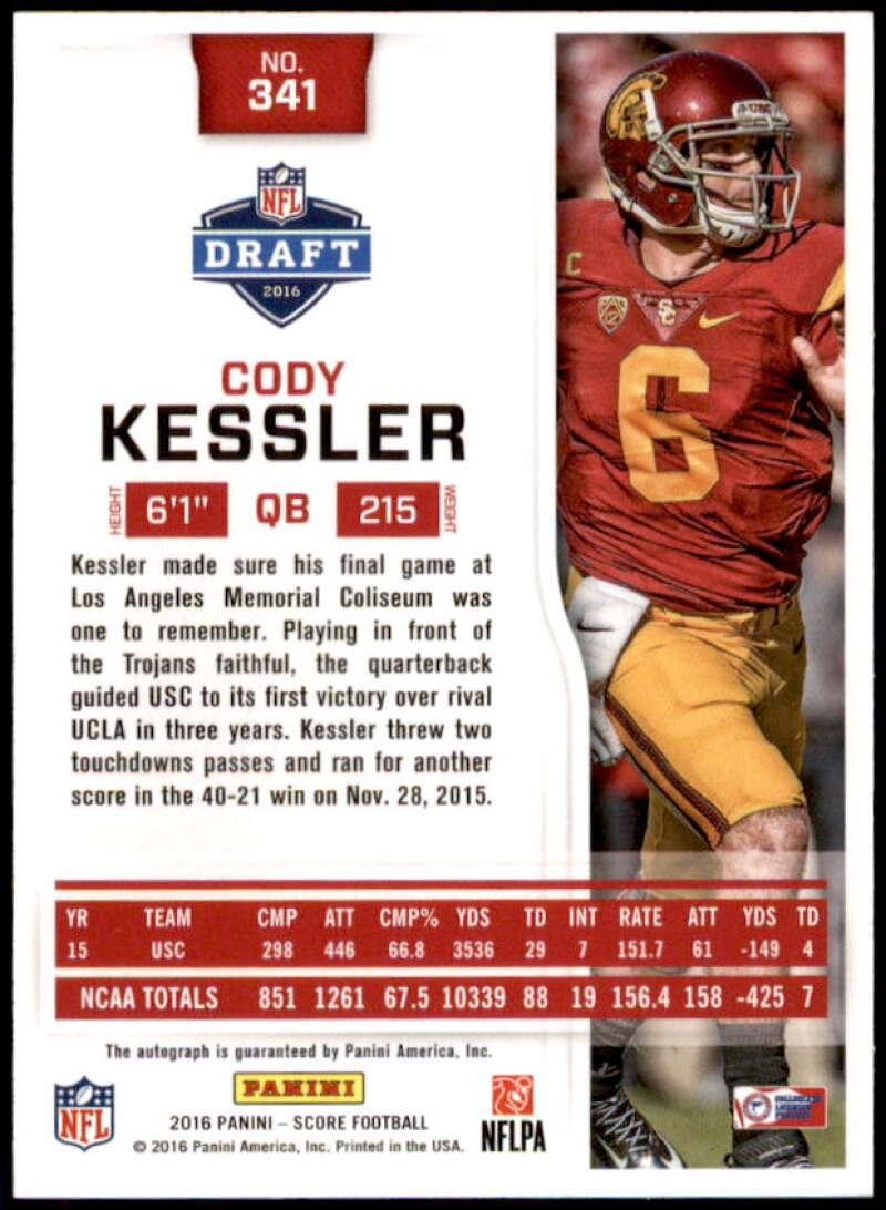 Cody Kessler Rookie Card 2016 Score Rookie Autographs #341  Image 2