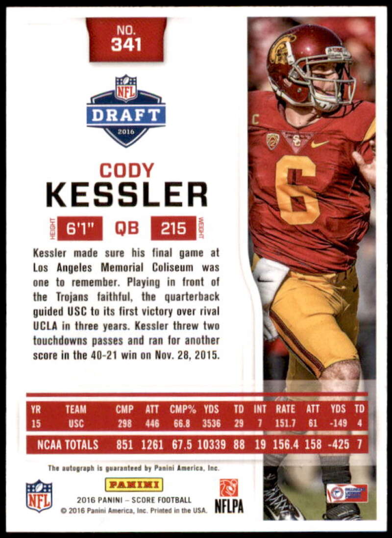 Cody Kessler Card 2016 Score Rookie Autographs Artist's Proof #341  Image 2