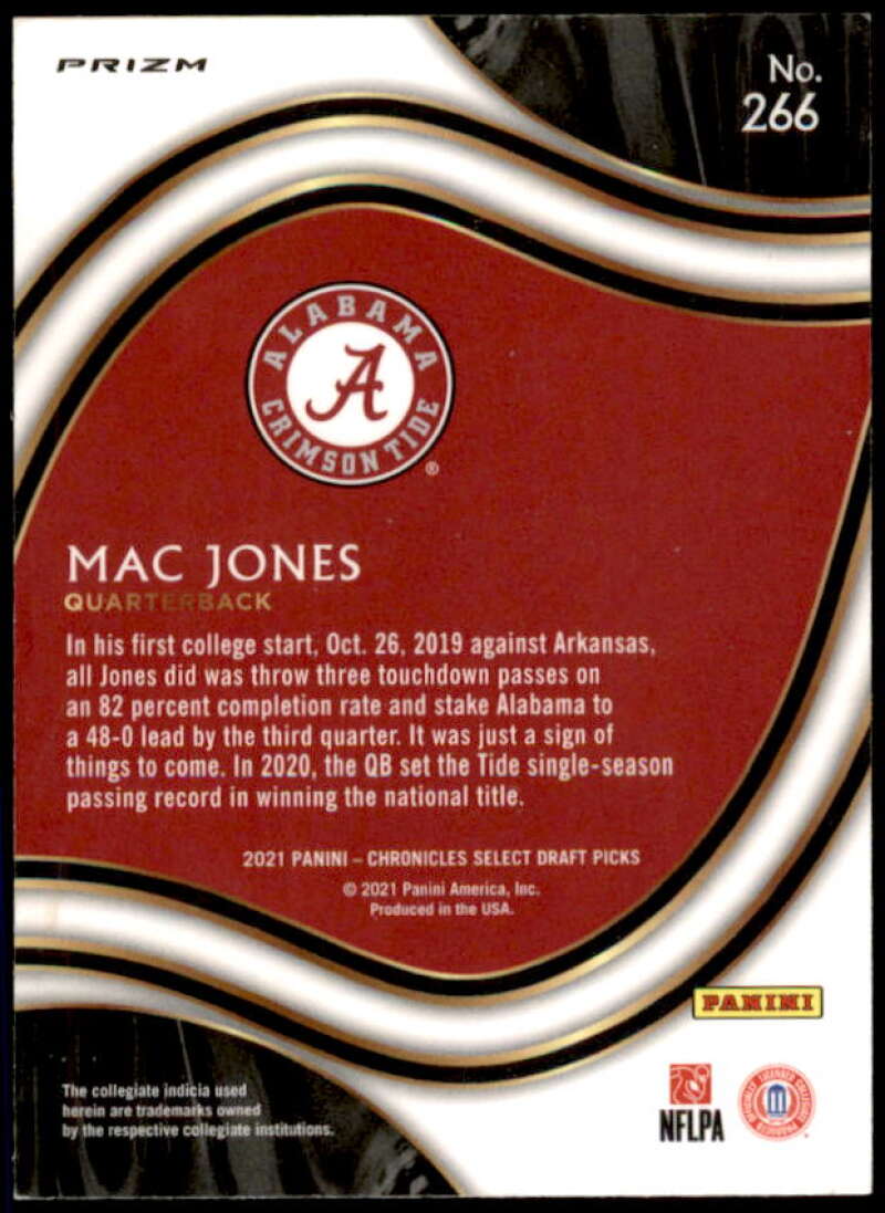 Mac Jones Card 2021 Panini Chronicles Draft Picks Select Silver #266  Image 2