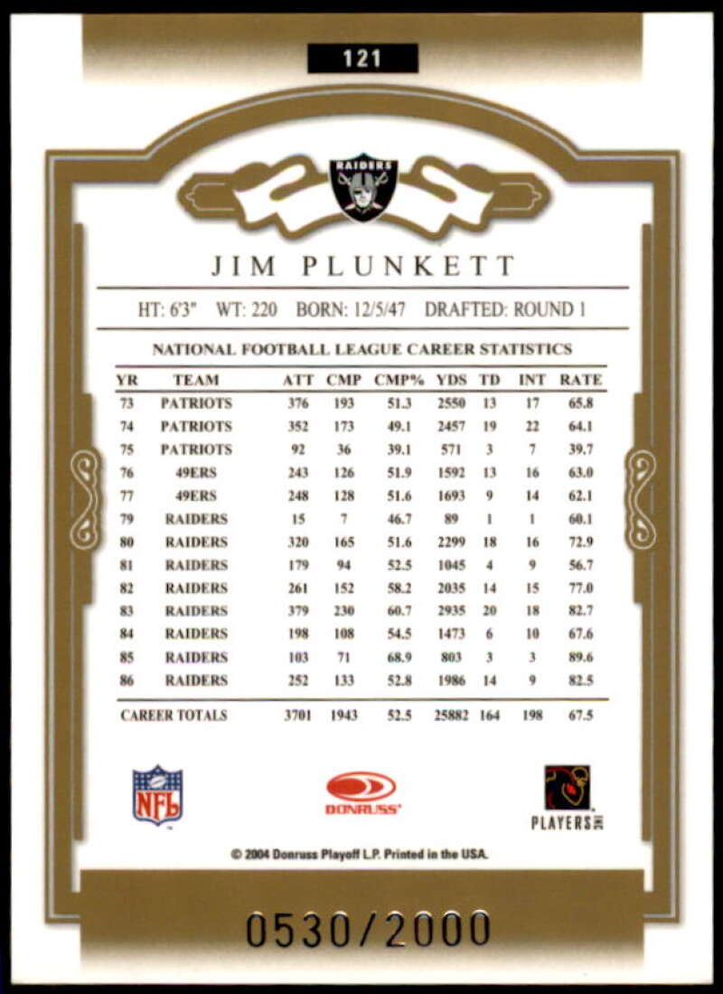 Jim Plunkett Card 2004 Donruss Classics #121  Image 2