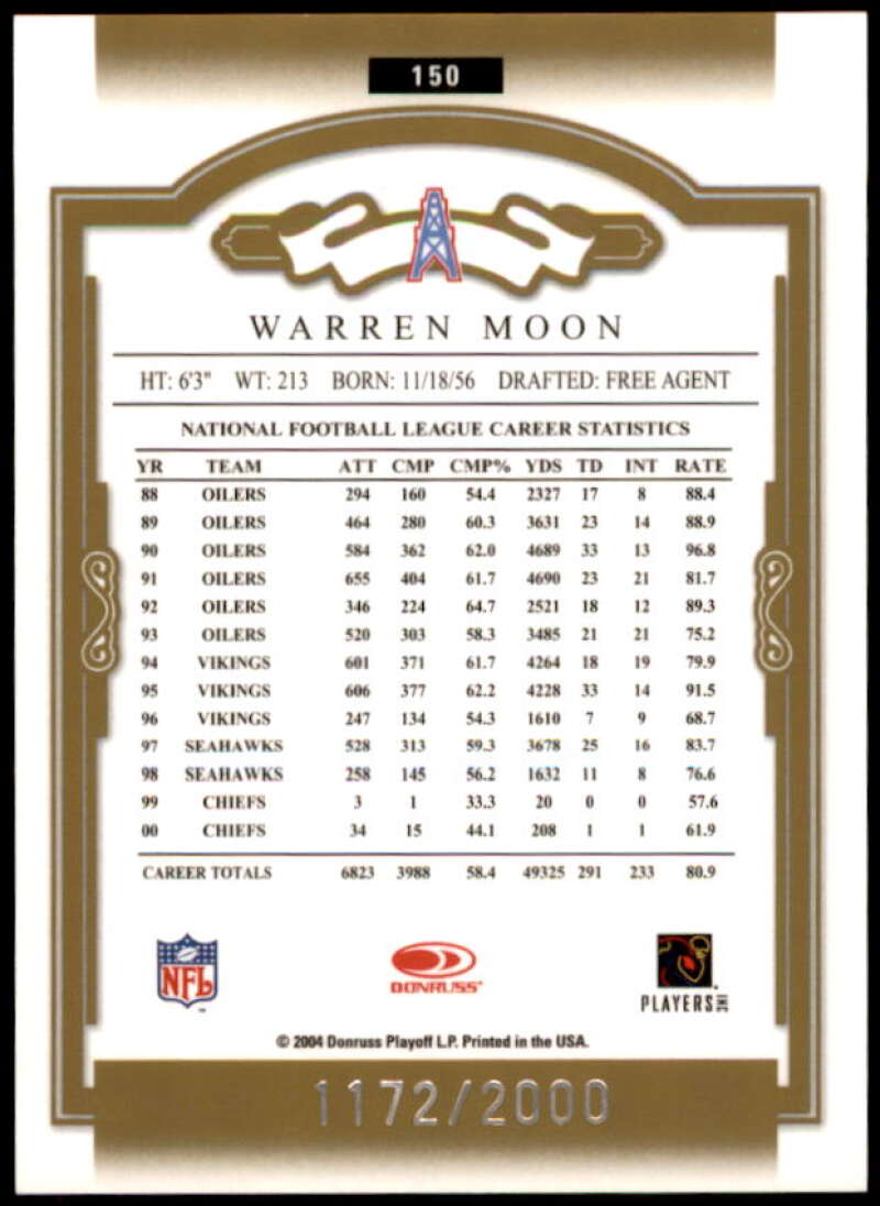 Warren Moon Card 2004 Donruss Classics #150  Image 2