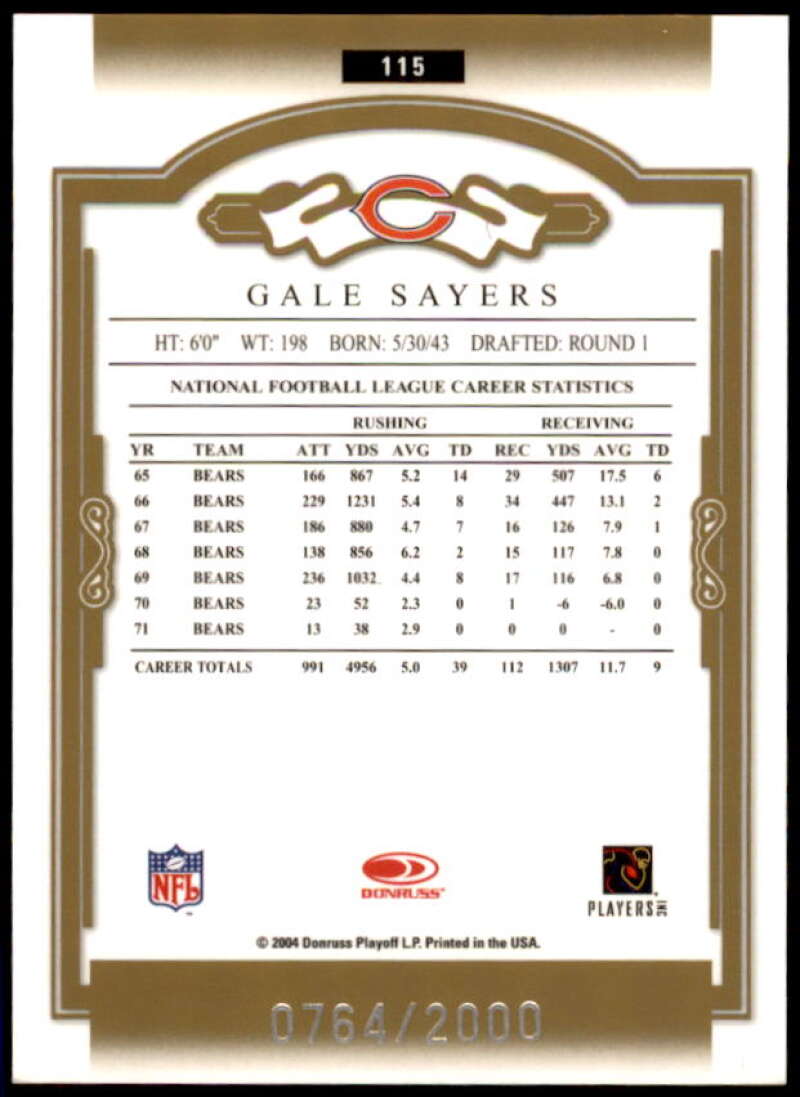 Gale Sayers Card 2004 Donruss Classics #115  Image 2