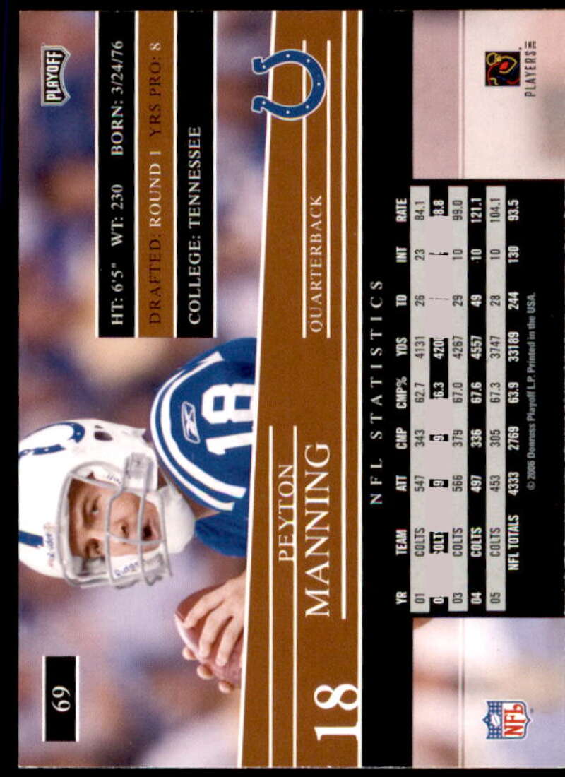 Peyton Manning Card 2006 Playoff Prestige #69  Image 2