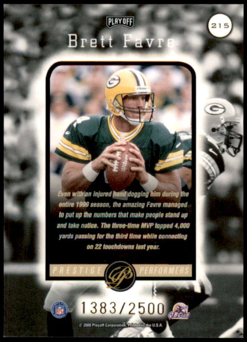 Brett Favre PP Card 2000 Playoff Prestige #215  Image 2