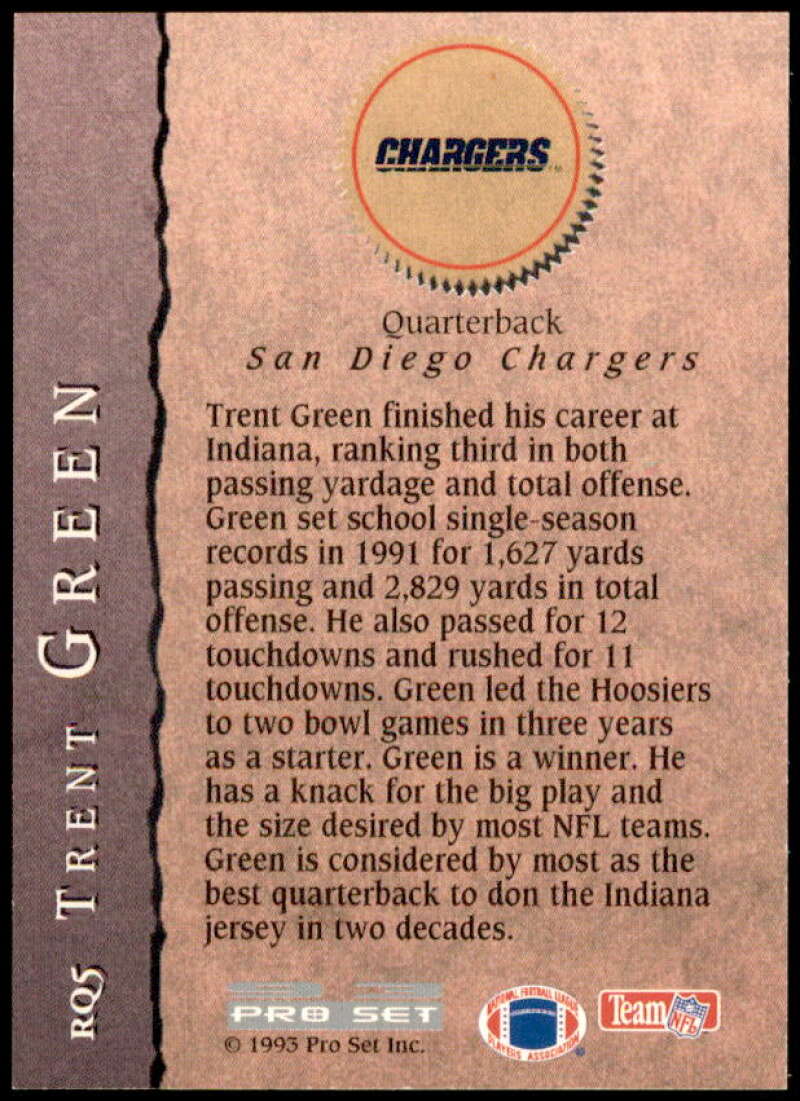 Trent Green Rookie Card 1993 Pro Set Rookie Quarterbacks #RQ5  Image 2