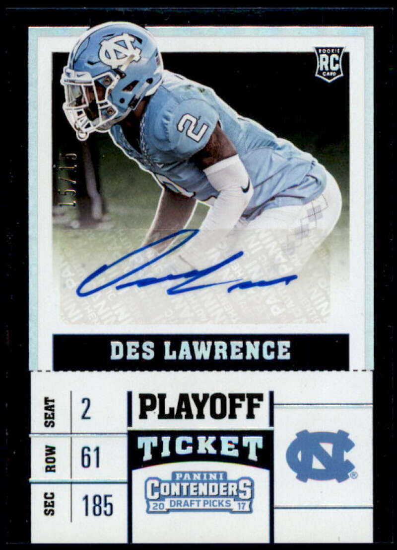 Des Lawrence AU 2017 Panini Contenders Draft Picks College Playoff Ticket #285  Image 1