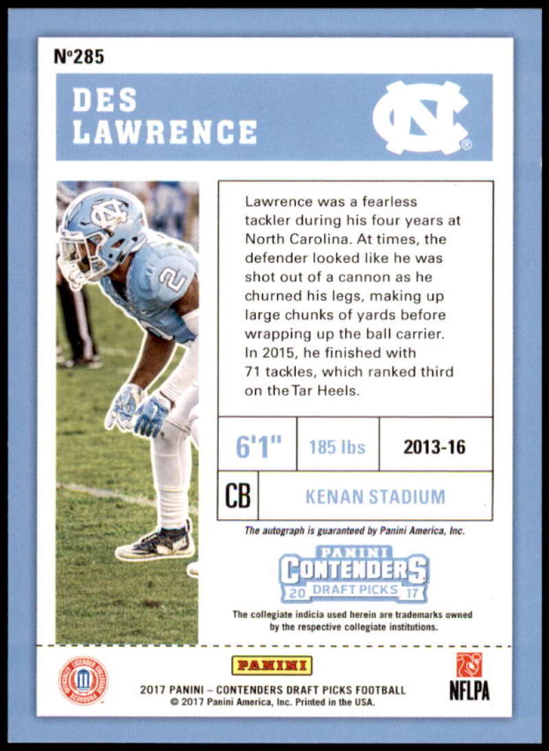 Des Lawrence AU 2017 Panini Contenders Draft Picks College Playoff Ticket #285  Image 2