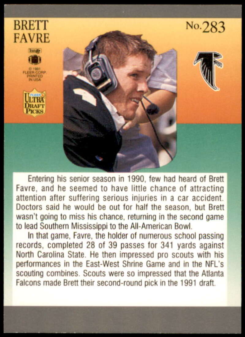 Brett Favre Rookie Card 1991 Ultra #283  Image 2