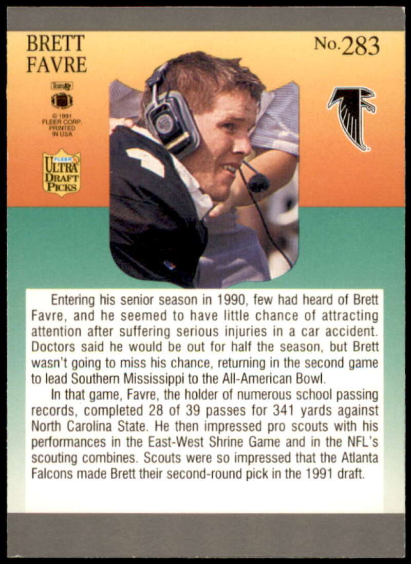 Brett Favre Rookie Card 1991 Ultra #283  Image 2