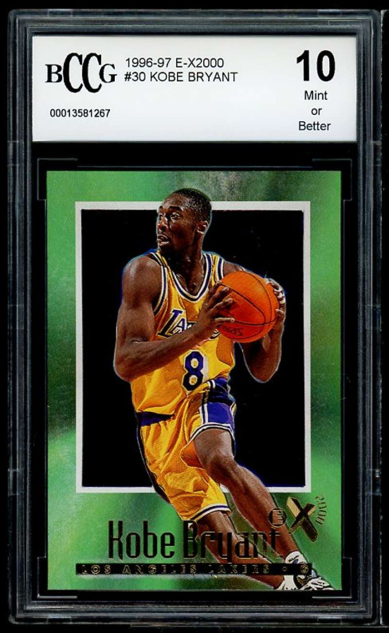 1996-97 E-X2000 #30 Kobe Bryant Rookie Card BGS BCCG 10 Mint+ Image 1