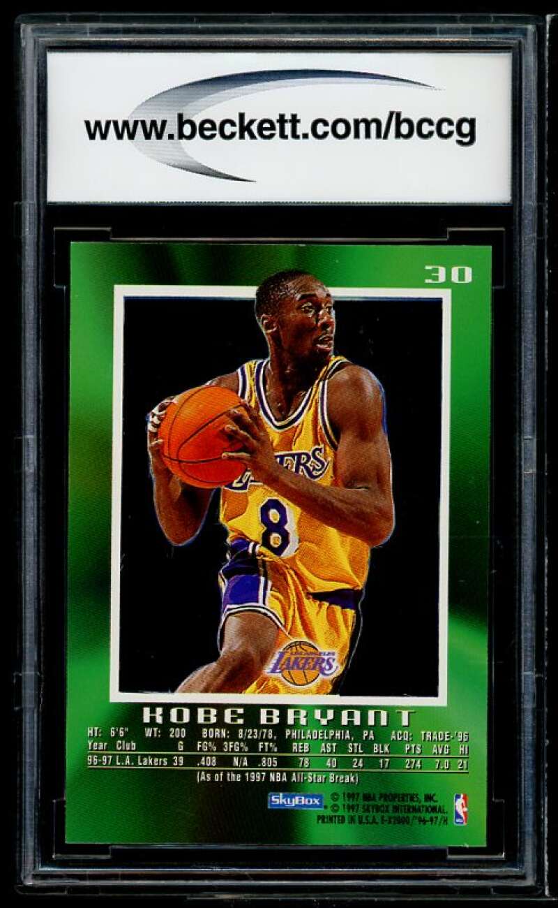 1996-97 E-X2000 #30 Kobe Bryant Rookie Card BGS BCCG 10 Mint+ Image 2