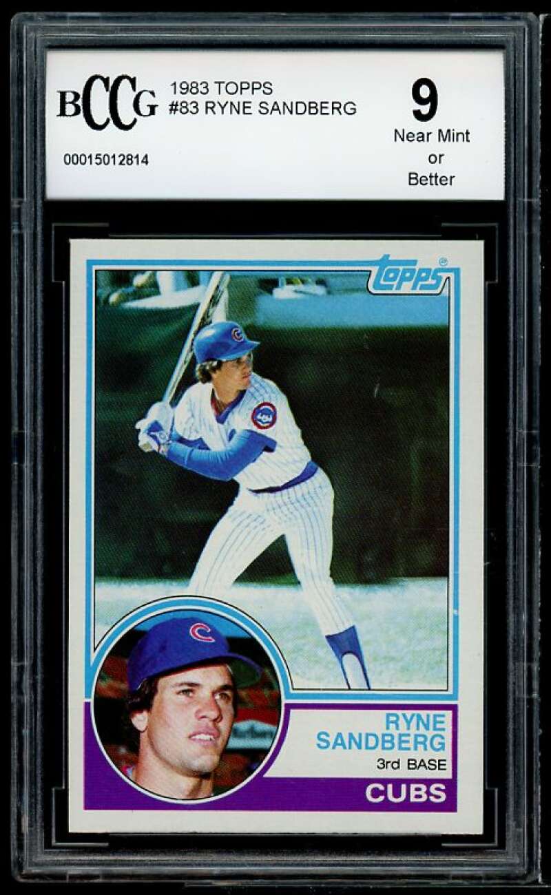 1983 Topps #83 Ryne Sandberg Rookie Card BGS BCCG 9 Near Mint+ Image 1