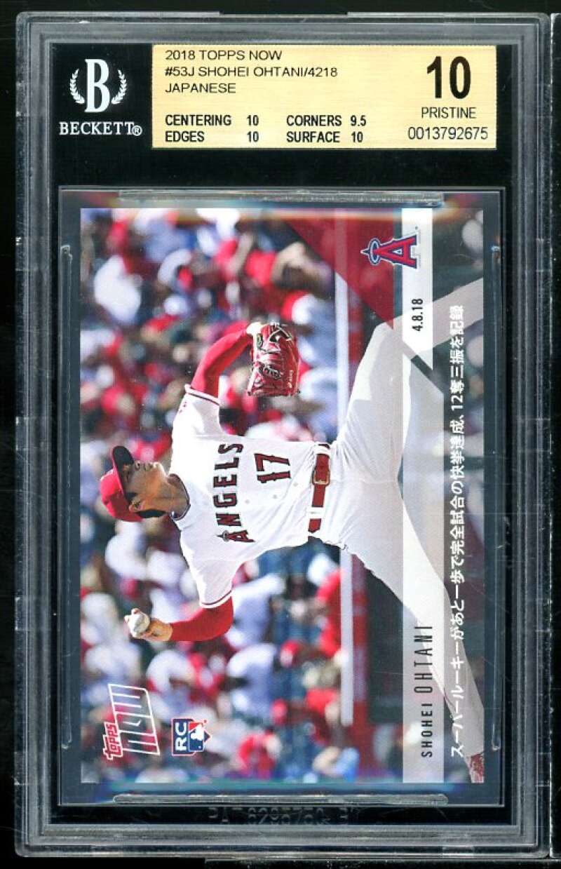 Shohei Ohtani Rookie Card 2018 Topps Now Japanese #53 (PRISTINE) BGS 10 Image 1