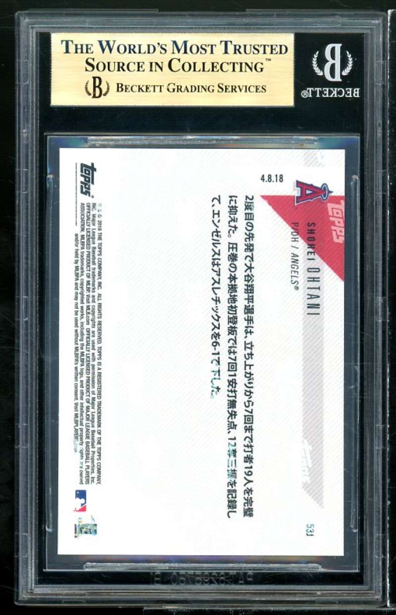 Shohei Ohtani Rookie Card 2018 Topps Now Japanese #53 (PRISTINE) BGS 10 Image 2