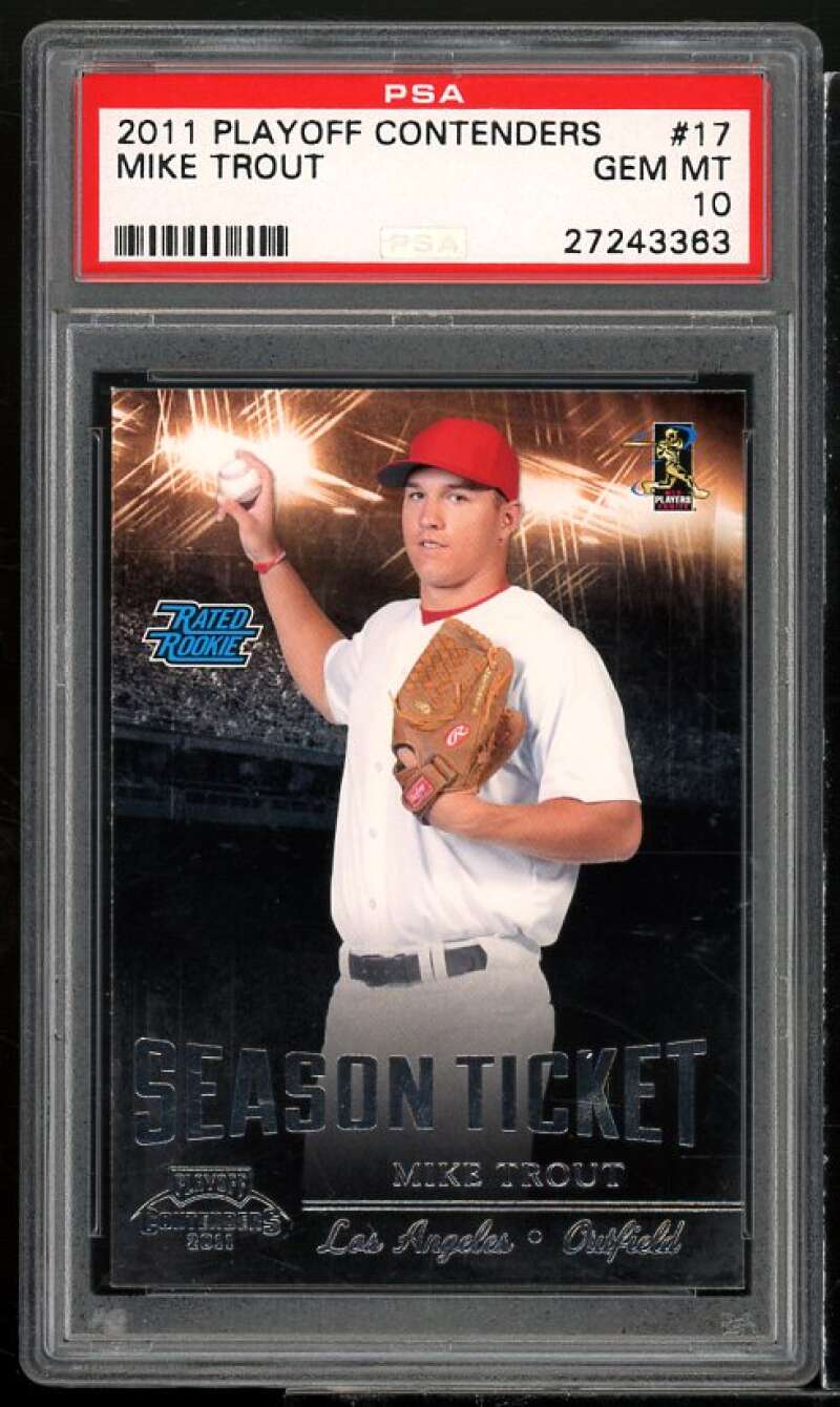 Mike Trout Rookie Card 2011 Playoff Contenders #17 PSA 10 Image 1