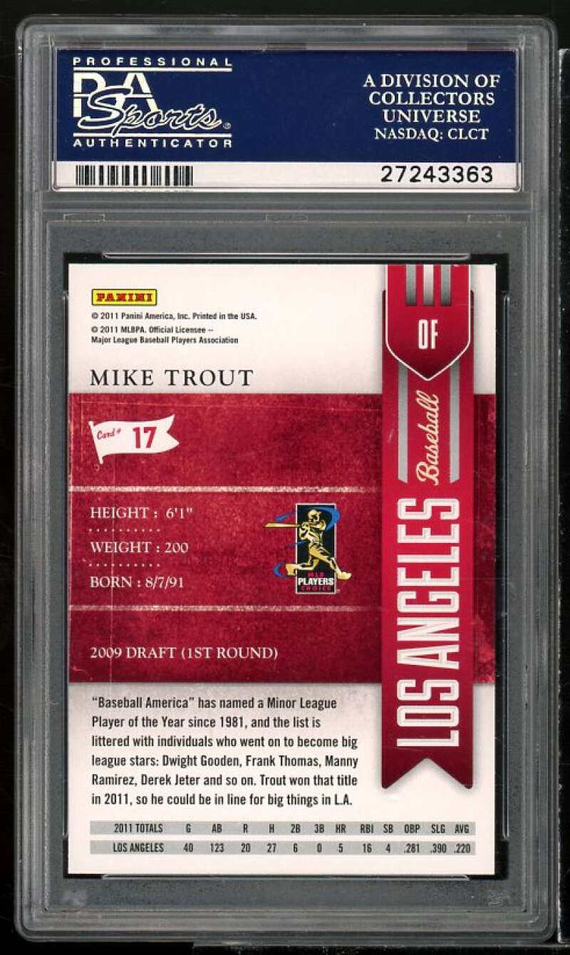 Mike Trout Rookie Card 2011 Playoff Contenders #17 PSA 10 Image 2