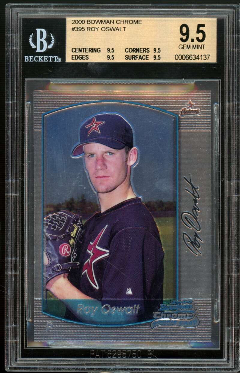 Roy Oswalt Rookie Card 2000 Bowman Chrome #395 BGS 9.5 (9.5 9.5 9.5 9.5) Image 1