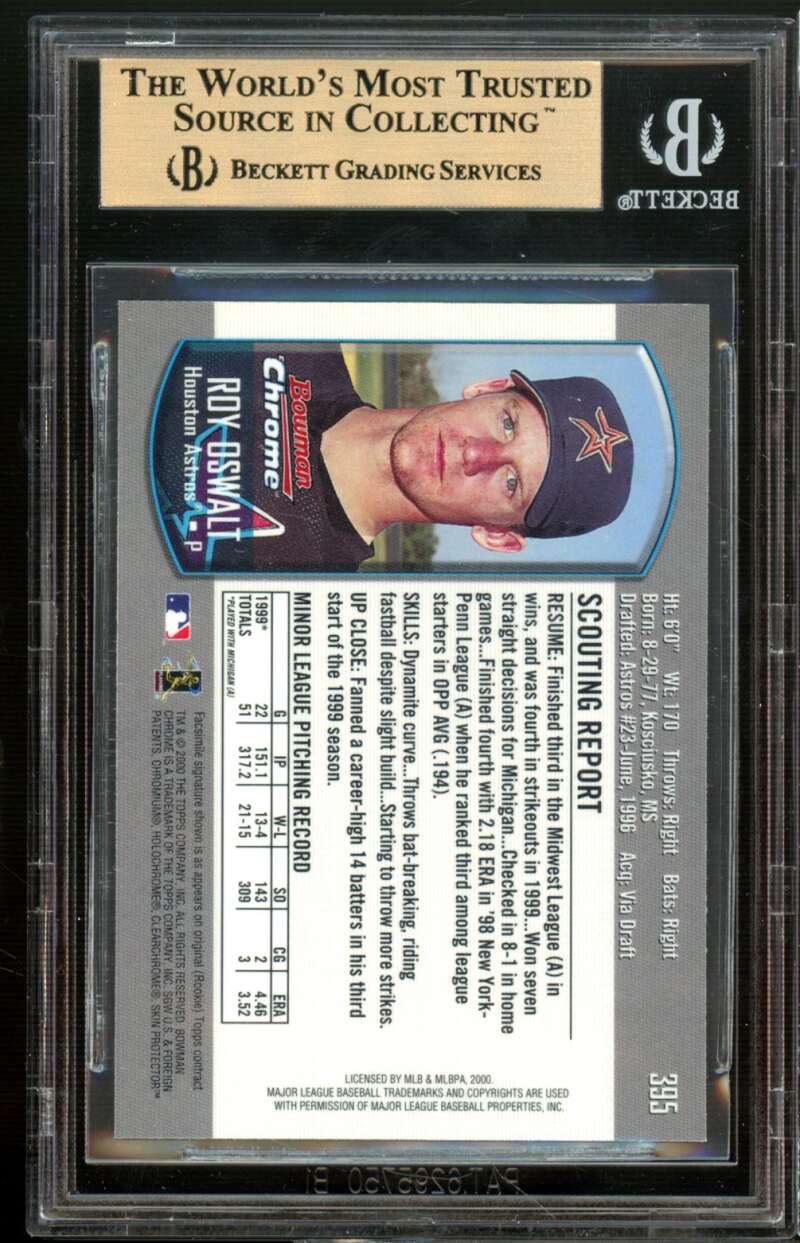 Roy Oswalt Rookie Card 2000 Bowman Chrome #395 BGS 9.5 (9.5 9.5 9.5 9.5) Image 2