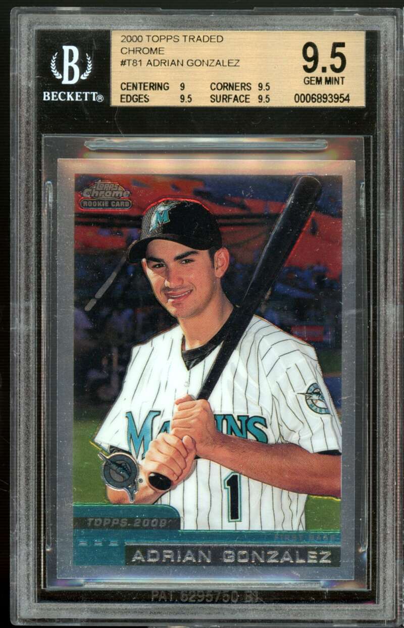 Adrian Gonzalez Rookie 2000 Topps Traded Chrome #T81 BGS 9.5 (9 9.5 9.5 9.5) Image 1