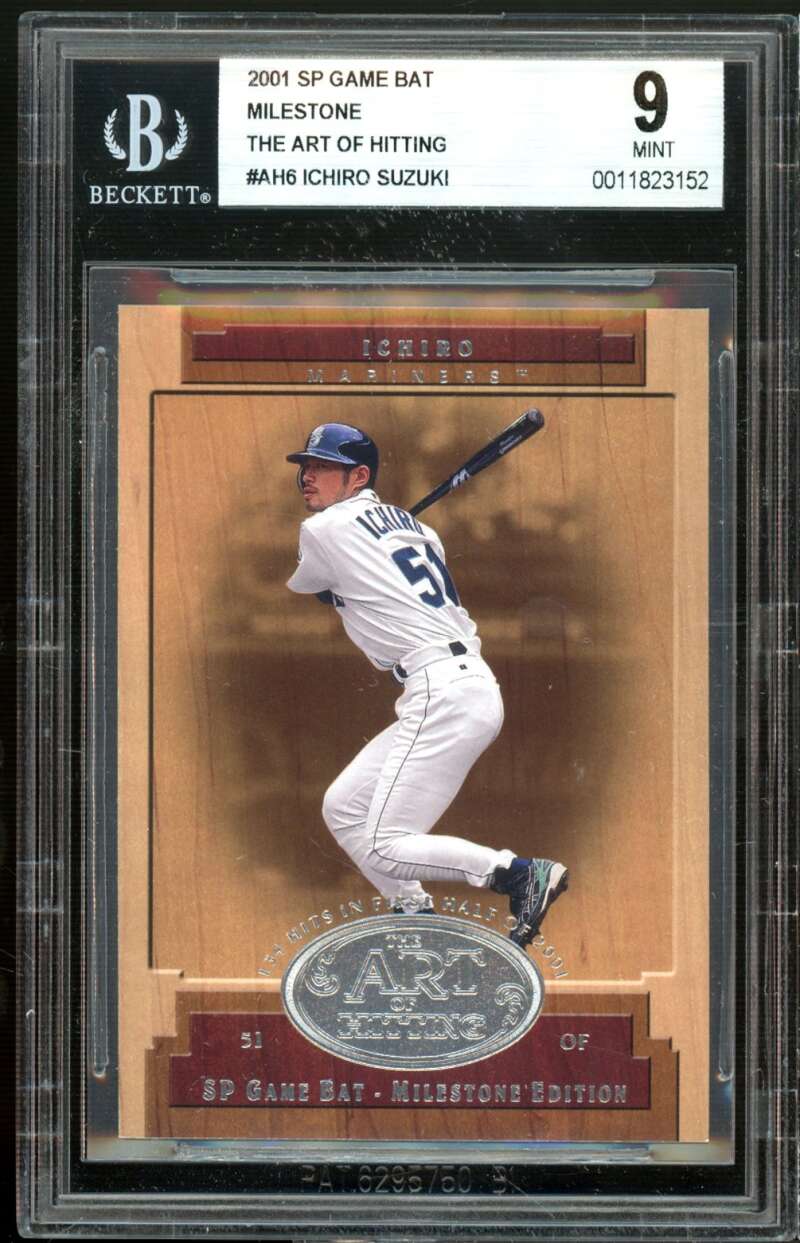 Ichiro Suzuki Rookie 2001 SP Game Bat Milestone The Art Of Hitting #ah6 BGS 9 Image 1