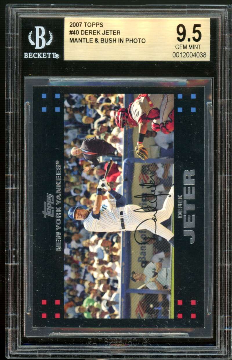 Derek Jeter Card w/George Bush Mickey Mantle 2007 Topps #40 BGS 9.5 Image 1