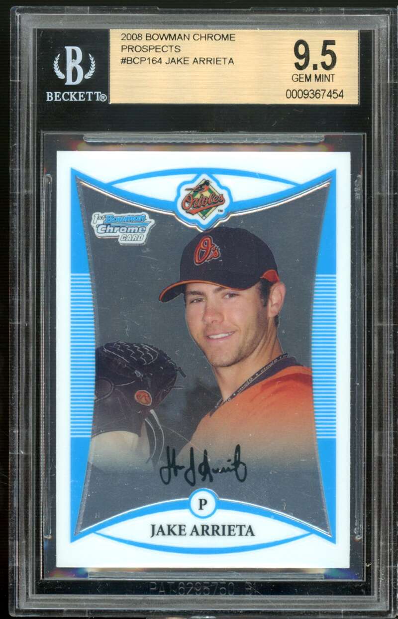 Jake Arrieta Rookie Card 2008 Bowman Chrome Prospects #BCP164 BGS 9.5 Image 1