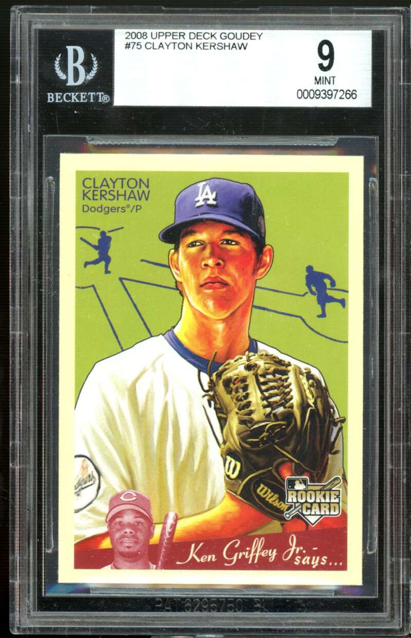 Clay Kershaw Upper Deck Rookie Card 2008 Upper Deck Goudey #75 BGS 9 Image 1