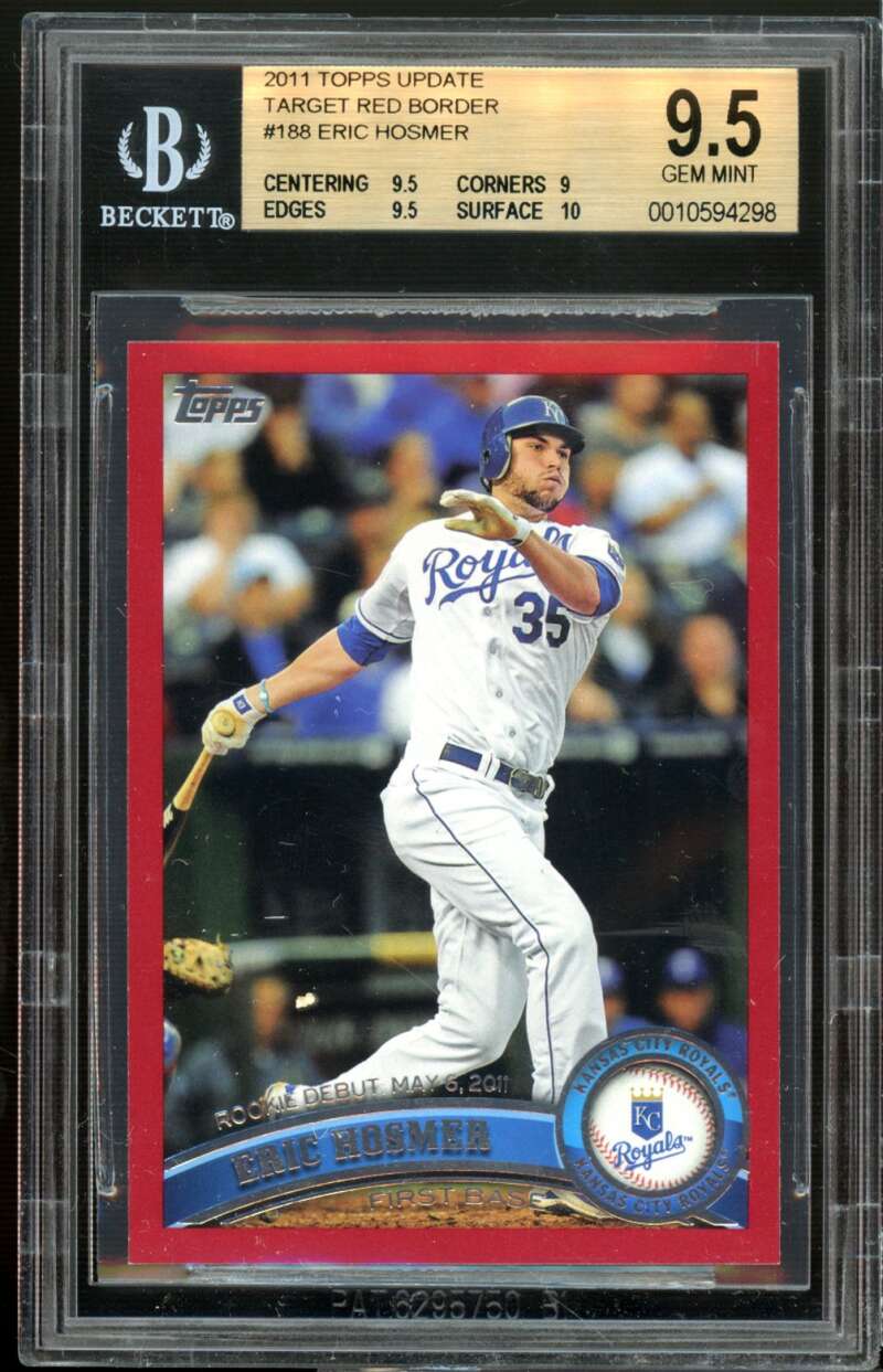 Eric Hosmer Rookie 2011 Topps Update Red Border #US188 BGS 9.5 (9.5 9 9.5 10) Image 1