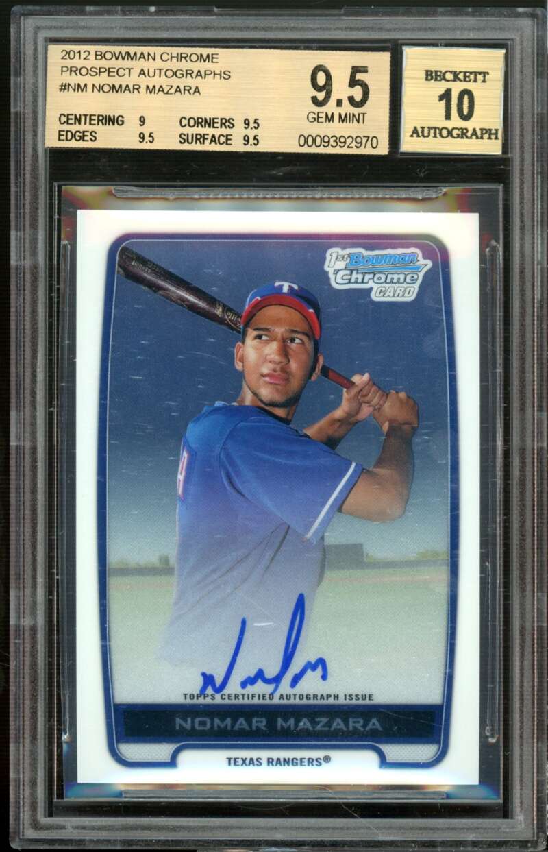 Nomar Mazara Rookie Card 2012 Bowman Chrome Prospects Autographs #NM BGS 9.5 Image 1