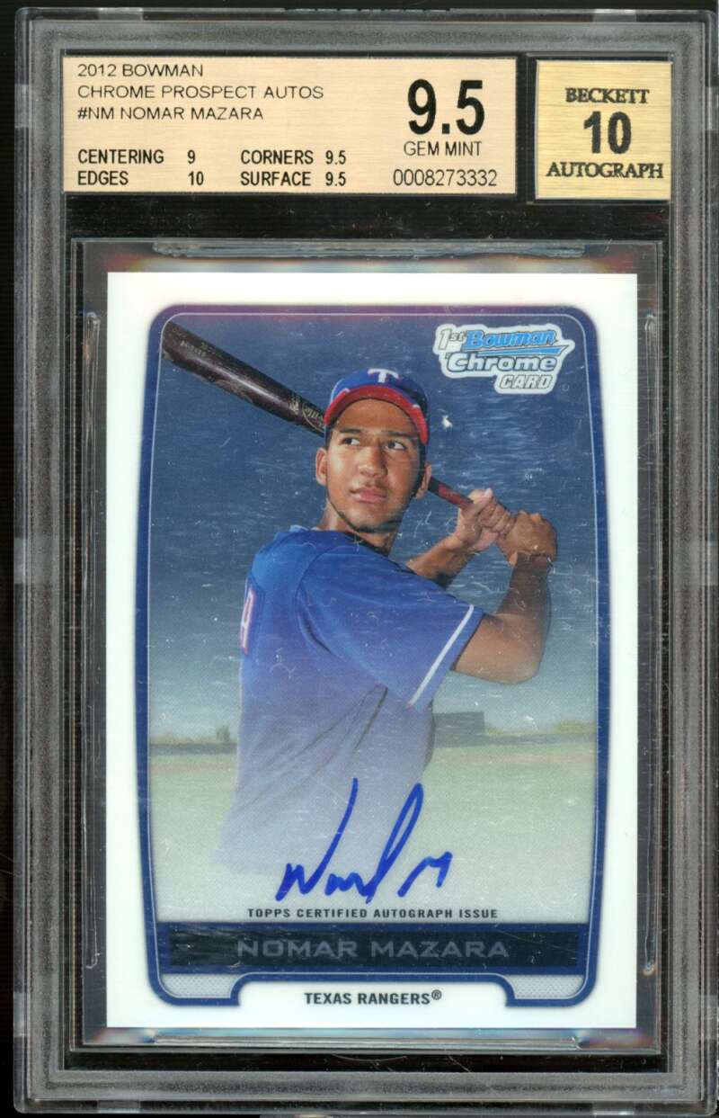 Nomar Mazara Rookie Card 2012 Bowman Chrome Prospects Autographs #NM BGS 9.5 Image 1