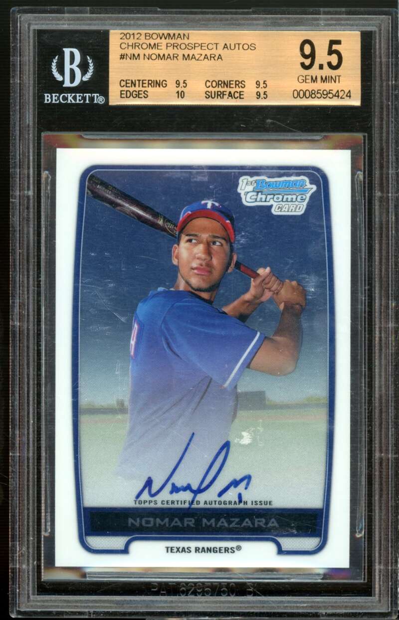 Nomar Mazara Rookie Card 2012 Bowman Chrome Prospects Autographs #NM BGS 9.5 Image 1