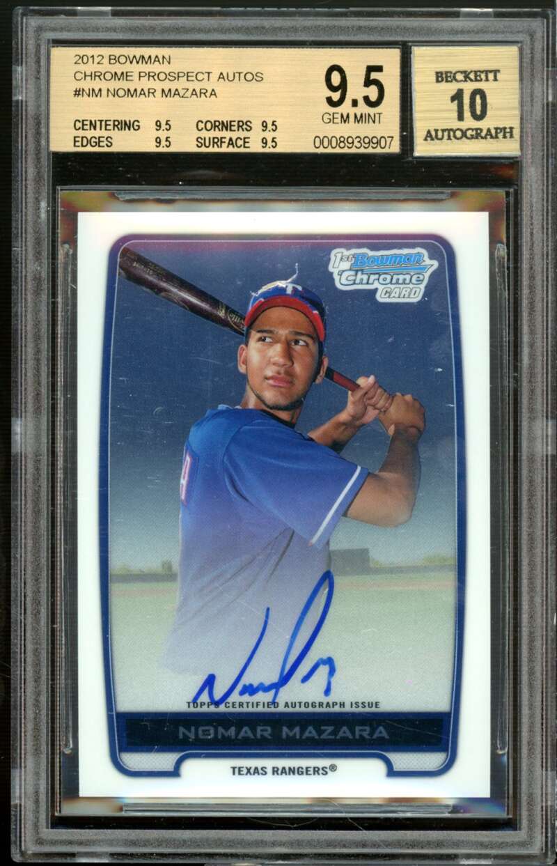 Nomar Mazara Rookie Card 2012 Bowman Chrome Prospects Autographs #NM BGS 9.5 Image 1