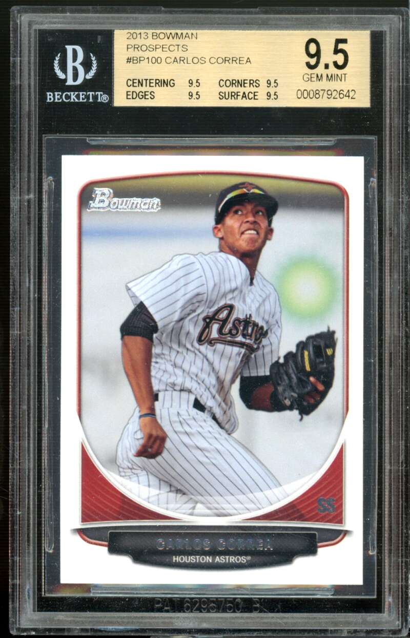 Carlos Correa Rookie Card 2013 Bowman Prospects #BP100 BGS 9.5 (9.5 9.5 9.5 9.5) Image 1