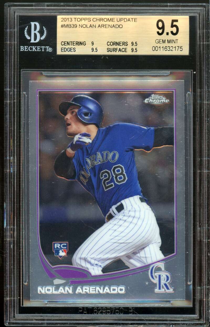 Nolan Arenado Rookie Card 2013 Topps Chrome Update #MB39 BGS 9.5 (9 9.5 9.5 9.5) Image 1