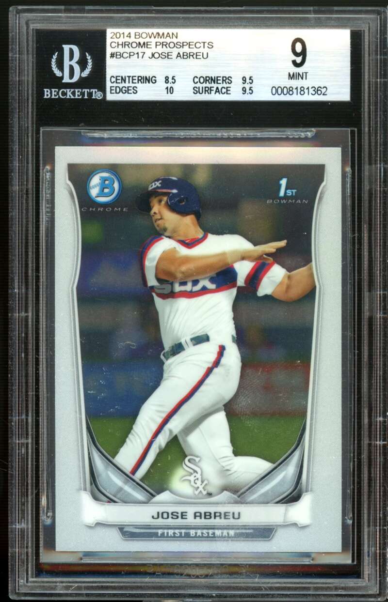 Jose Abreu Rookie 2014 Bowman Chrome Prospects #BCP17 BGS 9 (8.5 9.5 10 9.5) Image 1