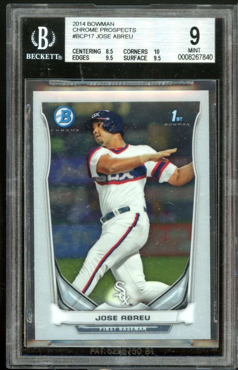 Jose Abreu Rookie 2014 Bowman Chrome Prospects #BCP17 BGS 9 (8.5 10 9.5 9.5) Image 1