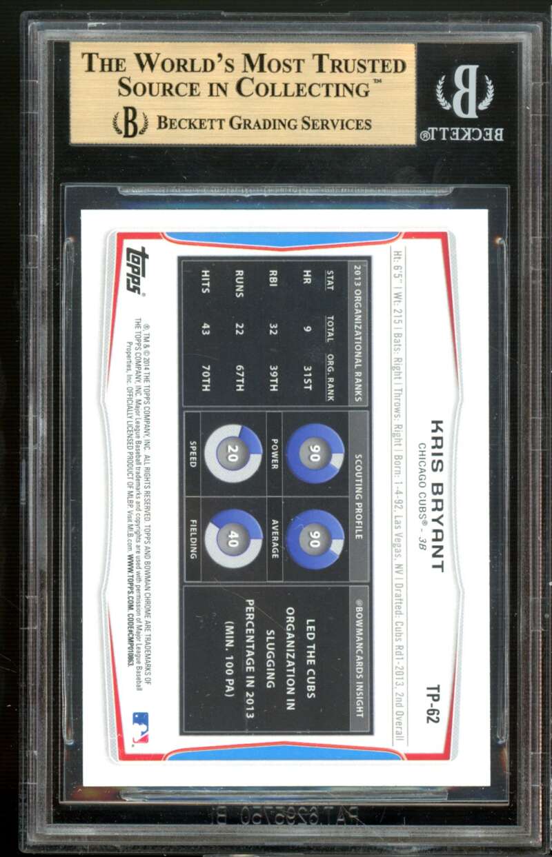 Kris Bryant Rookie Card 2014 Bowman Draft TP #TP-62 BGS 9.5 (9.5 9.5 9.5 9.5) Image 2