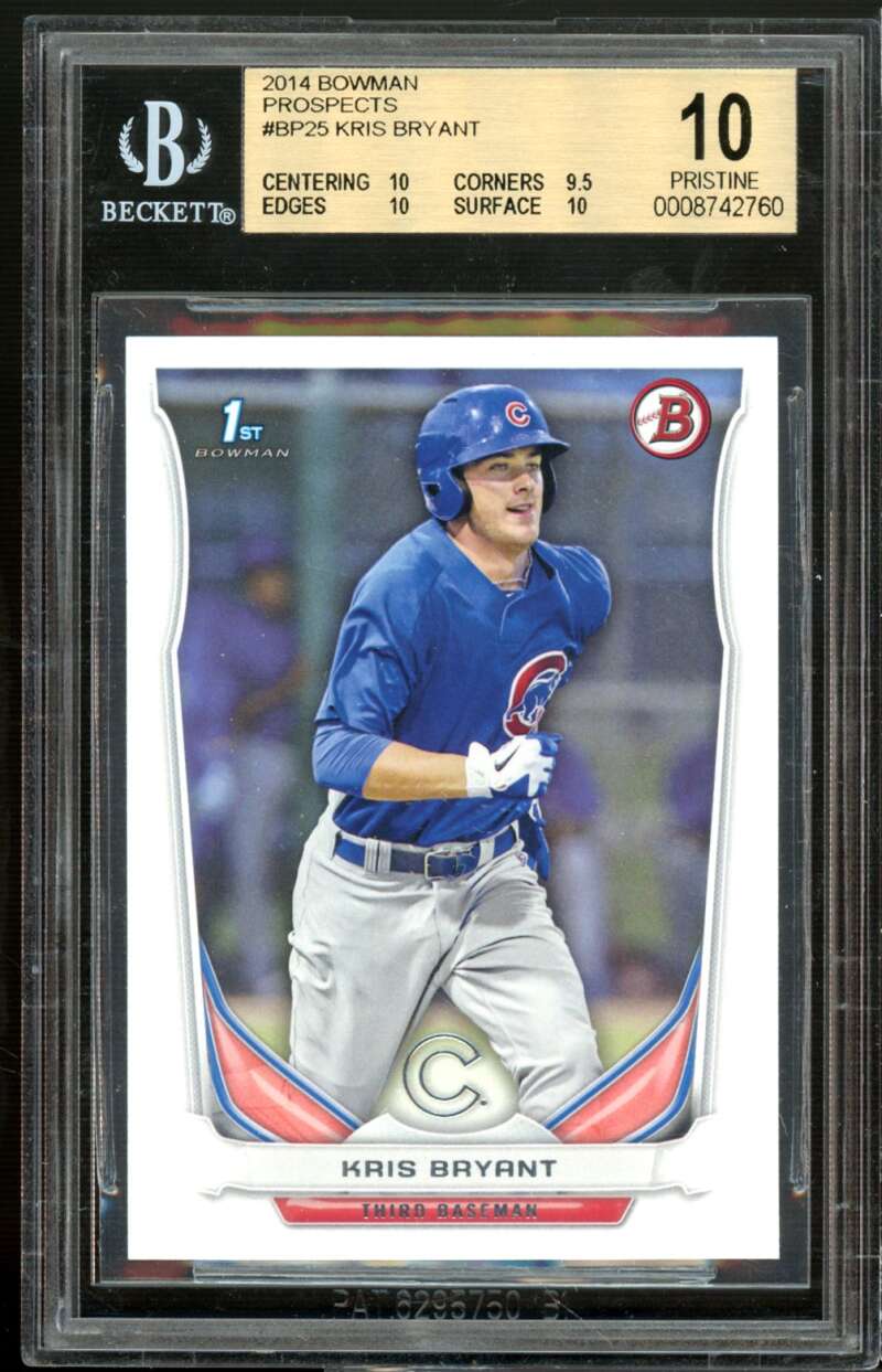 Kris Bryant Rookie Card 2014 Bowman Prospects #BP25 (PRISTINE) BGS 10 Image 1