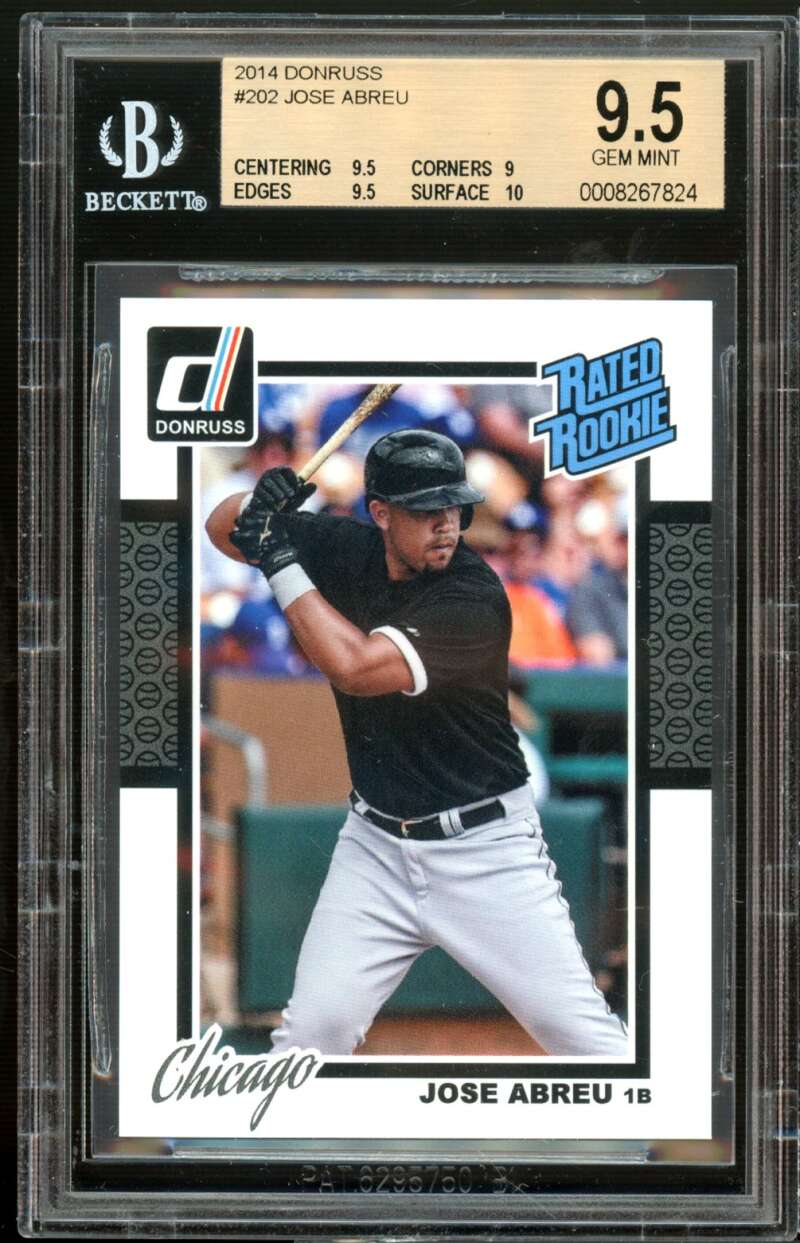 Jose Abreu Rookie Card 2014 Donruss #202 BGS 9.5 (9.5 9 9.5 10) Image 1