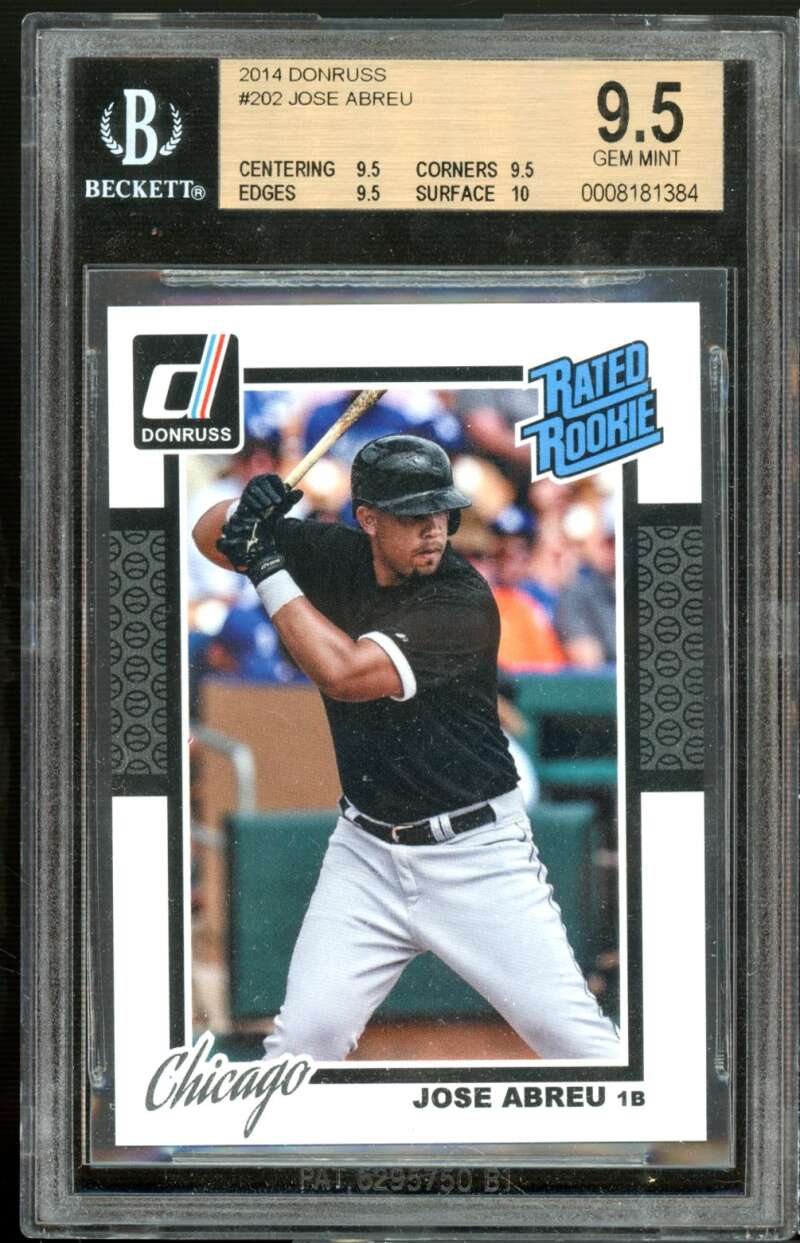 Jose Abreu Rookie Card 2014 Donruss #202 BGS 9.5 (9.5 9.5 9.5 10) Image 1