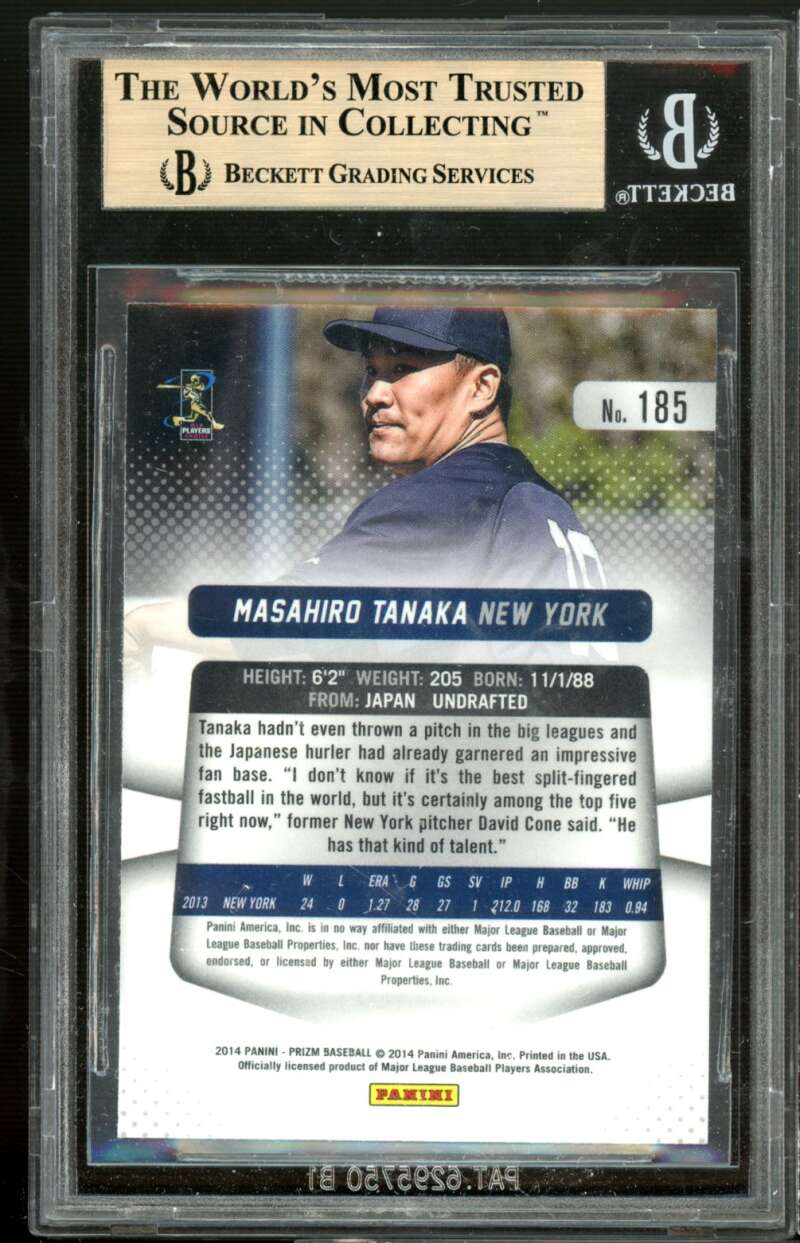 Masahiro Tanaka Rookie Card 2014 Panini Prizm #185 (PRISTINE) BGS 10 Image 2