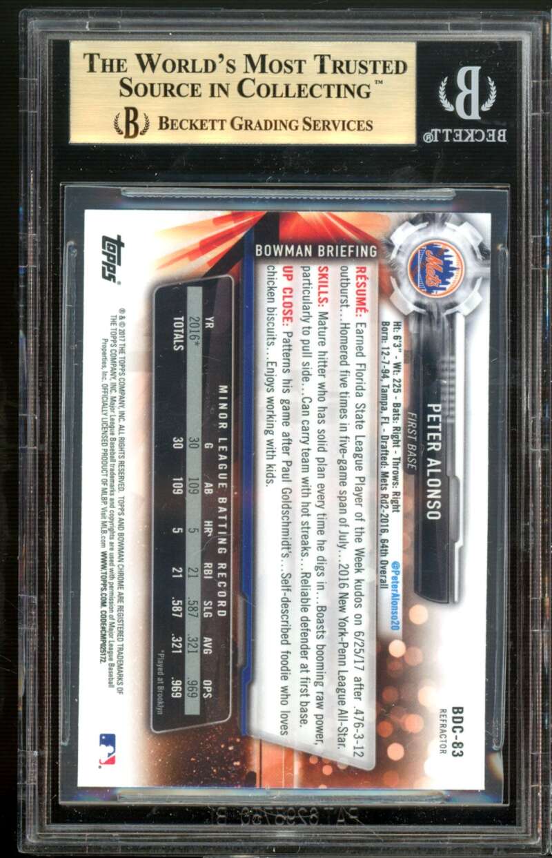 Peter Alonso Rookie 2017 Bowman Chrome Draft Refractors #BDC-83 BGS 9.5 Image 2