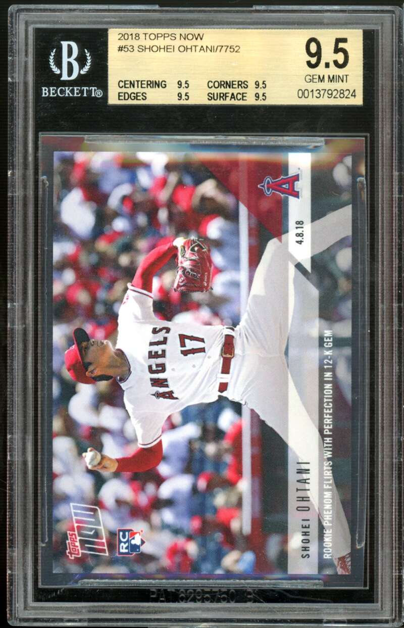 Shohei Ohtani Rookie Card 2018 Topps Now #53 BGS 9.5 (9.5 9.5 9.5 9.5) Image 1