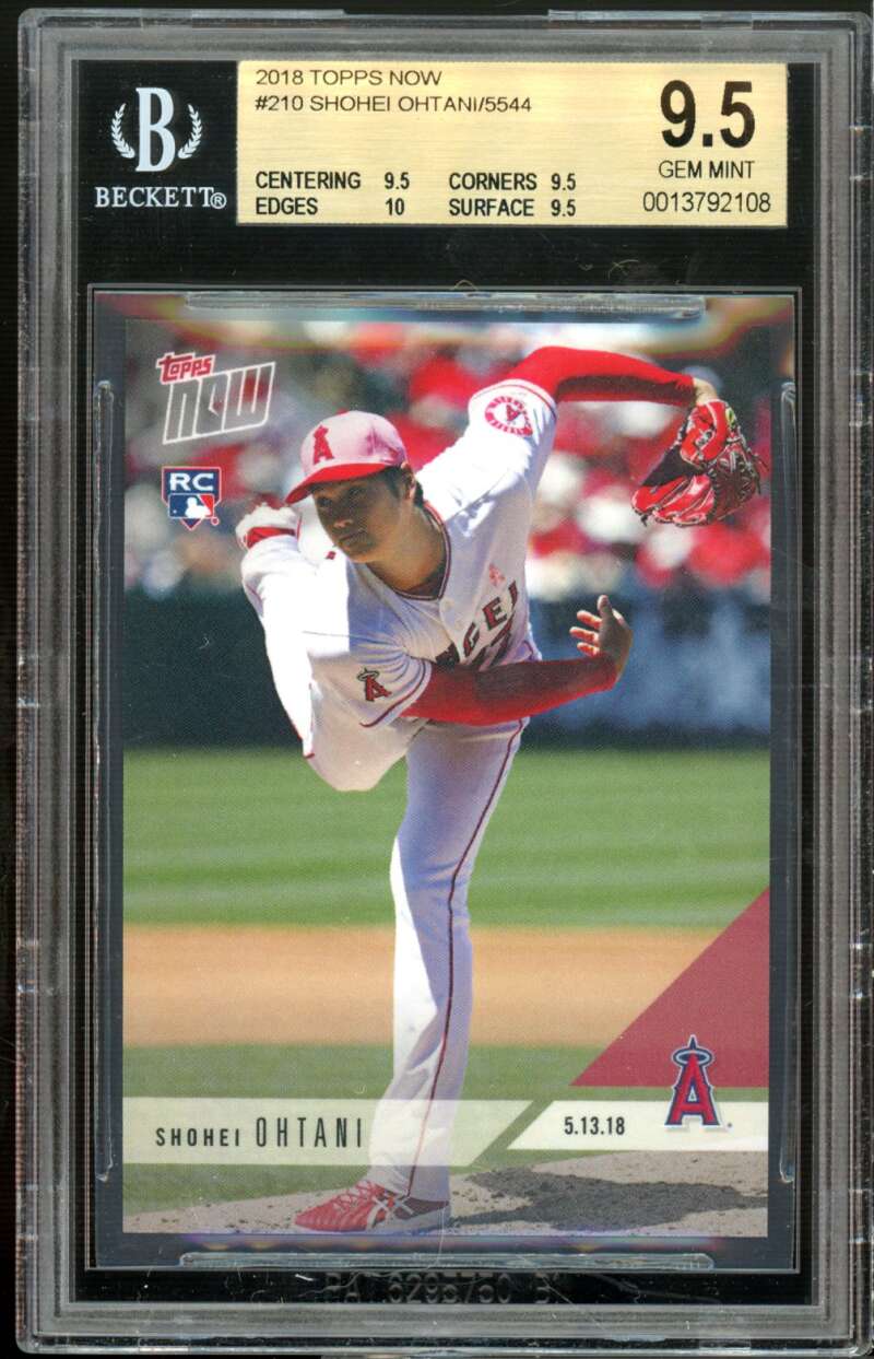 Shohei Ohtani Rookie Card 2018 Topps Now #210 BGS 9.5 (9.5 9.5 10 9.5) Image 1