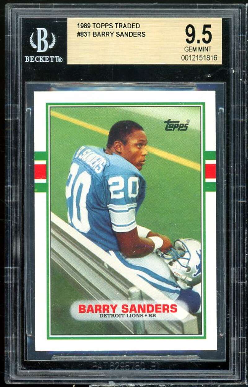 Barry Sanders Rookie Card 1989 Topps Traded #83T BGS 9.5 Image 1