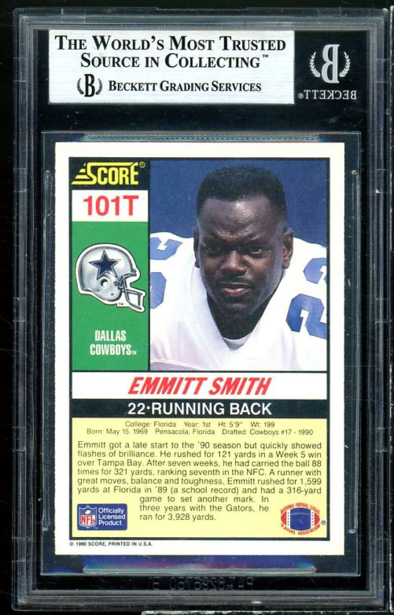 Emmitt Smith Rookie Card 1990 Score Supplemental #101T BGS 9 (8.5 9 9 9) Image 2