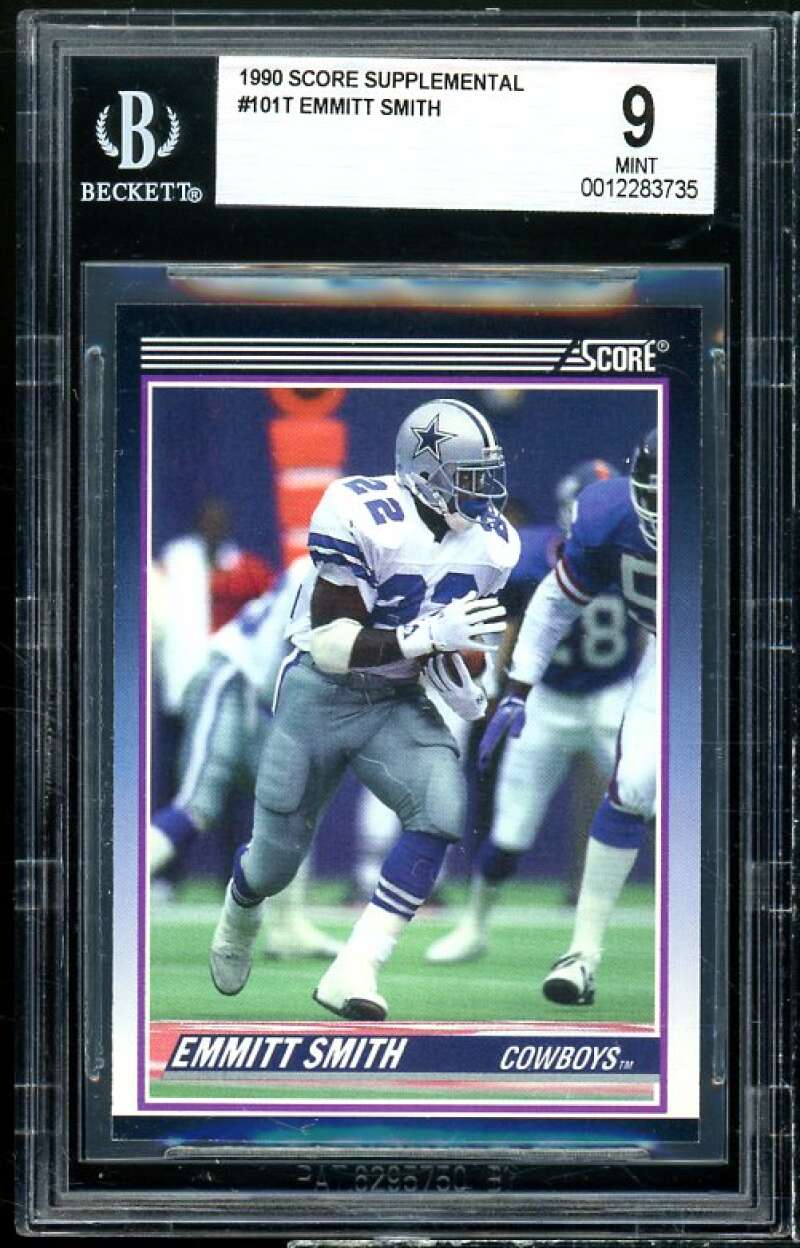 Emmitt Smith Rookie Card 1990 Score Supplemental #101T BGS 9 Image 1